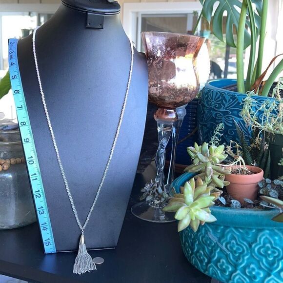 Loft Necklace Ombre Pink Crystal Silver Tassel  $18ea or Bundle3/$30 - Picture 1 of 11